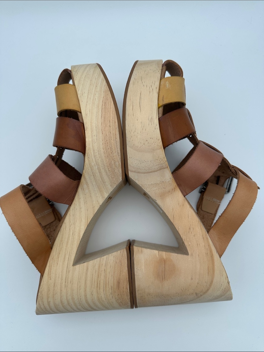Free People Bellevue Clogs Leather Chunky Wood Fisherman Platform Sandals 39 8.5 - Picture 10 of 16